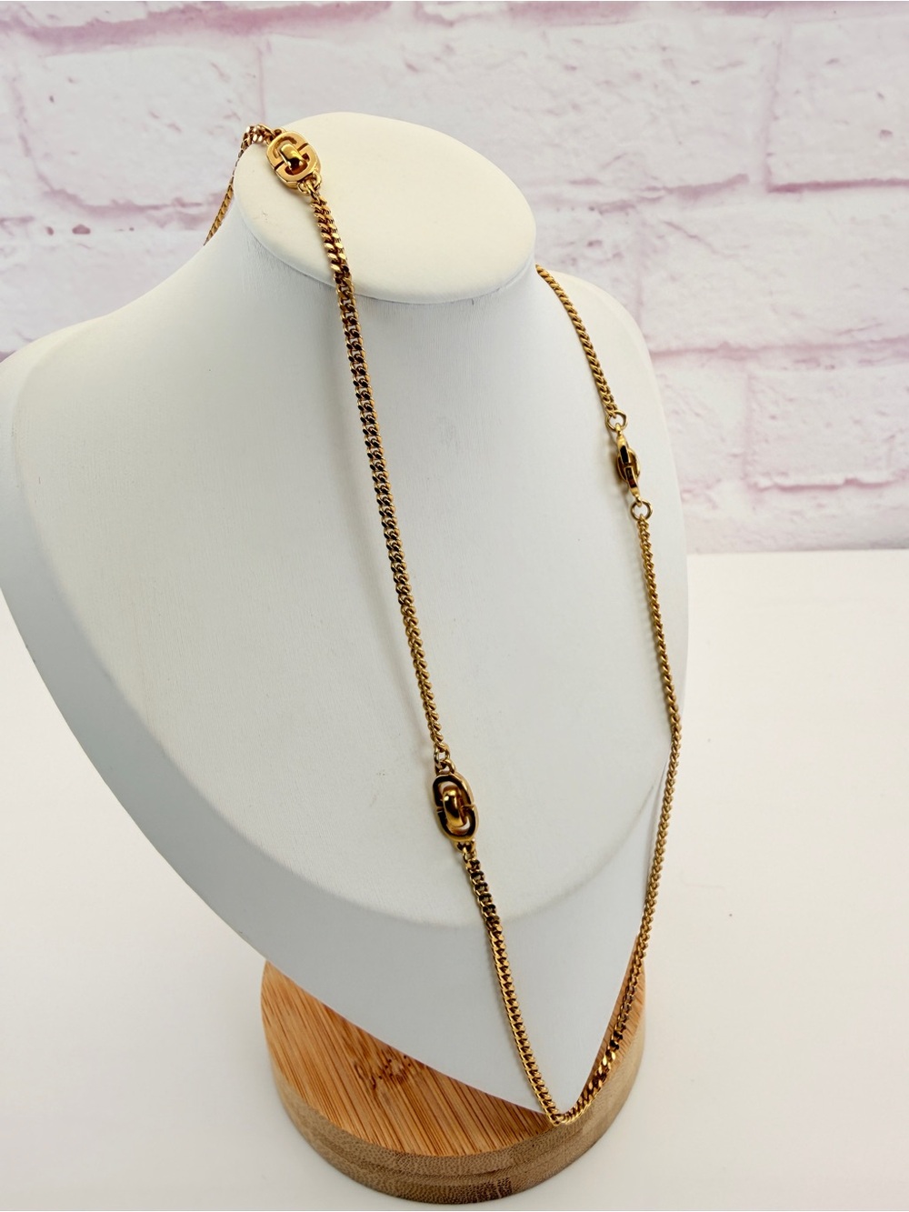 Christian Dior GERMANY CD Long Necklace Gold Chain Length 90 cm Women's